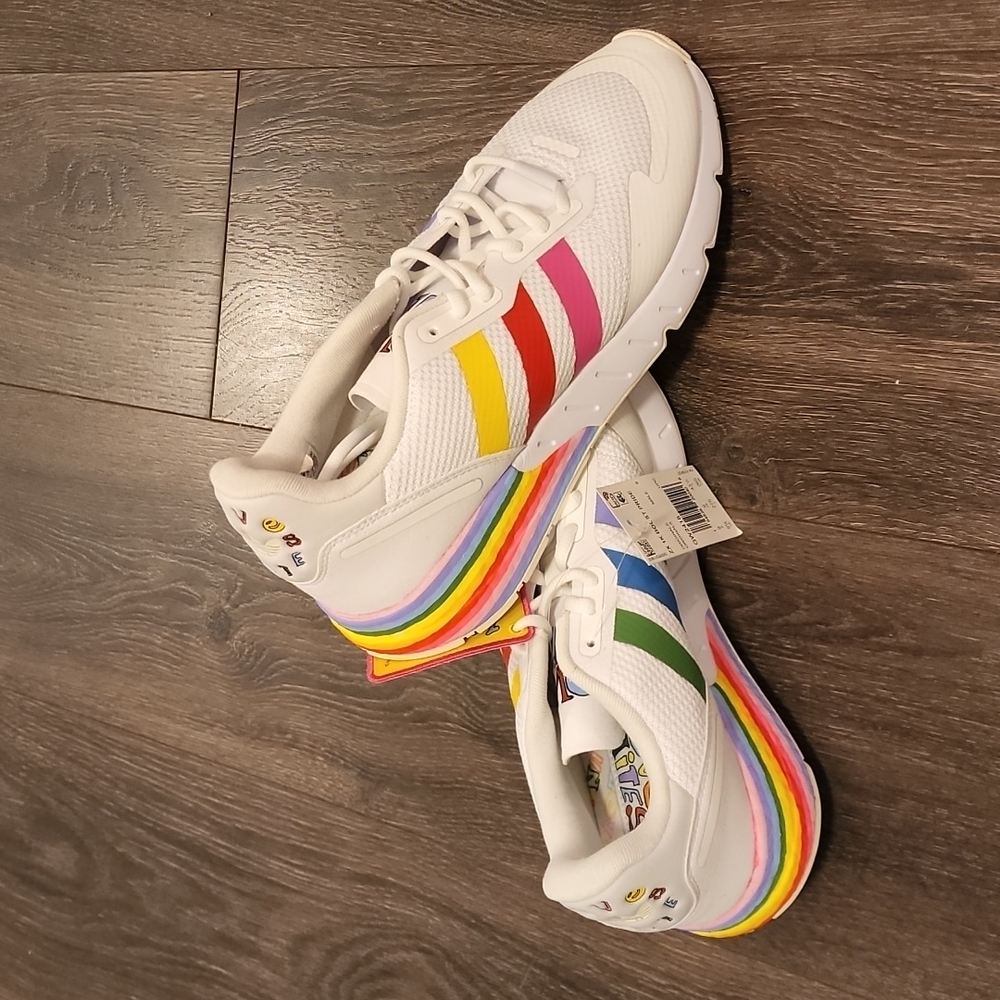 Adidas ZX 1K boost pride sneakers mens size 9.5 white New with tag
